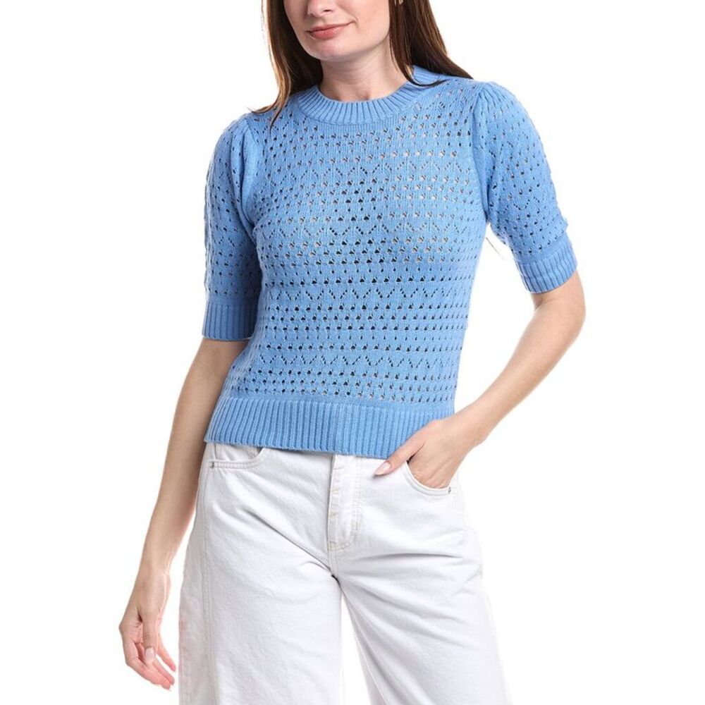 &Isla Womens  Aurelie Pointelle Top, Blue